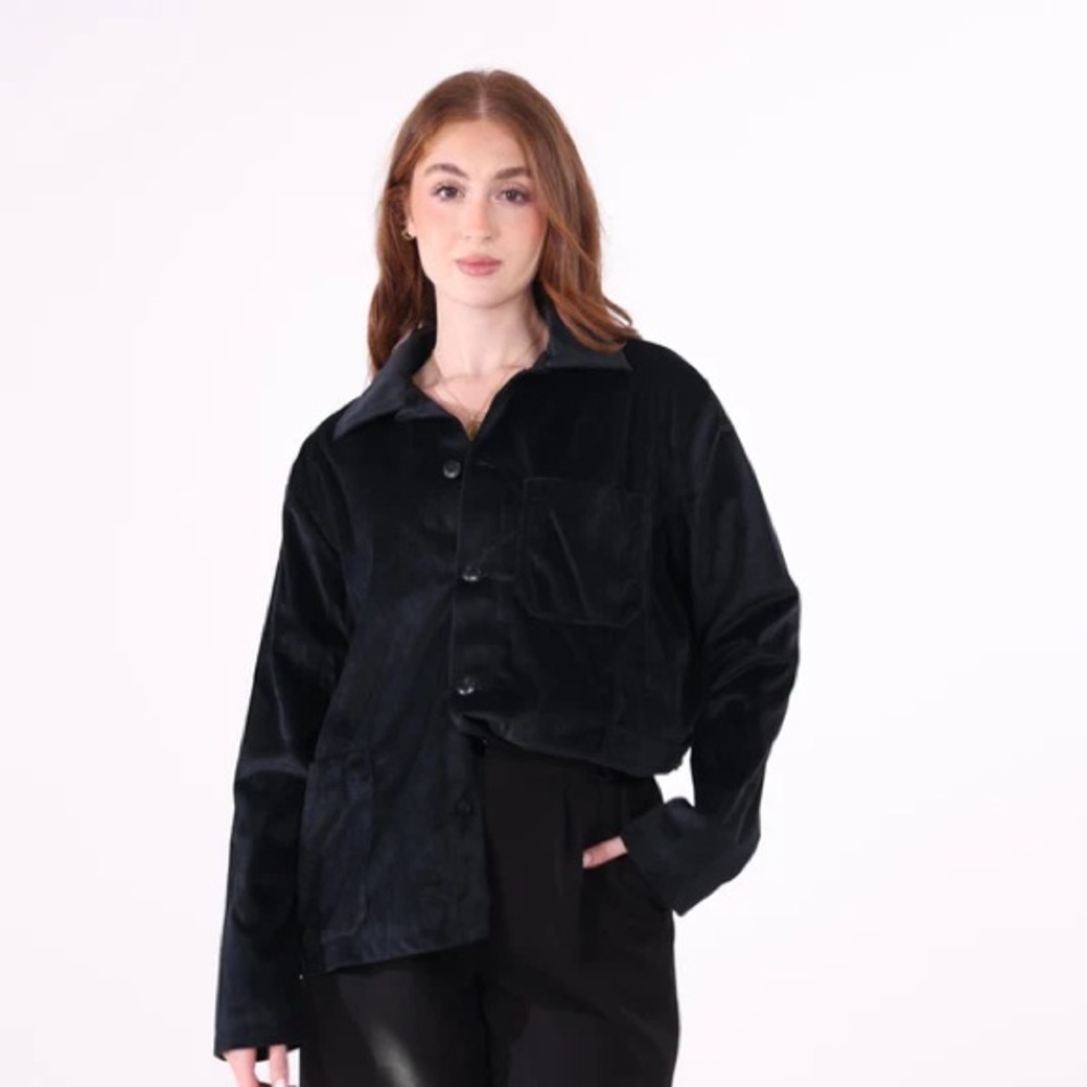 FRNCH PARIS black velvet pocket blouse small/medium